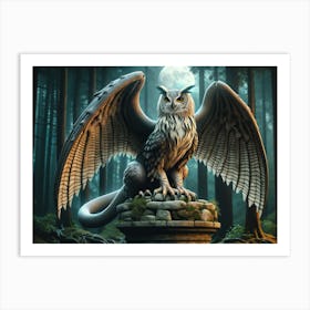 Mysterious Dragon Owl Art Print