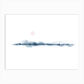 Watercolor Sunset Blue And Pink Art Print
