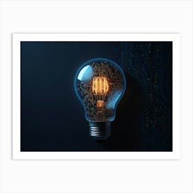 Light Bulb On Circuit Board Art Print