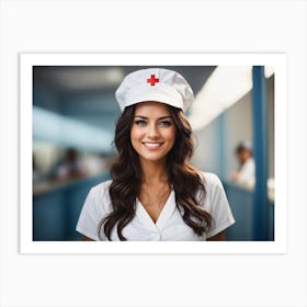 Portrait Of Pretty Smiling Nurse 3 Art Print