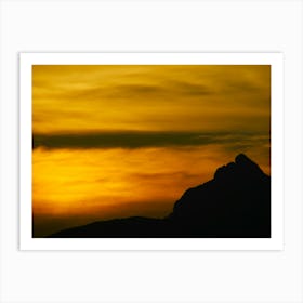 Silhouette Of Mountain At Sunset in Huelva, Spain Art Print