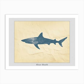 Blue Shark Grey Silhouette 2 Poster Art Print