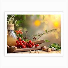 Herbs And Berries Art Print