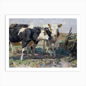 Vintage Cows In The Field Art Print