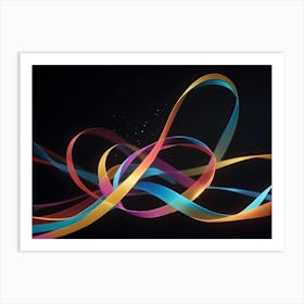 Abstract Image Of Colorful, Glowing Lines On A Black Background, Creating A Dynamic And Energetic Effect Art Print