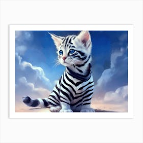 Zebra Kitten Art Print