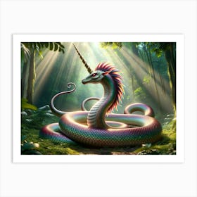Magical Unicorn-Snake Fantasy Art Print