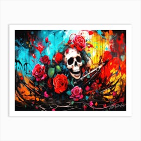 Skulls And Roses Aesthetic 3 - Day Of The Dead Skull Art Print