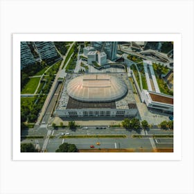 Top view of the road with cars in the City Life Milan area. Italy, Lombardy. Art Print