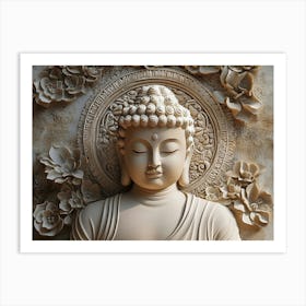 3d Relief Of A Serene Buddha Statue 2 Art Print