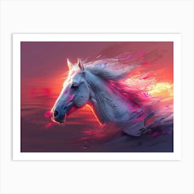 Horse At Sunset 4 Art Print