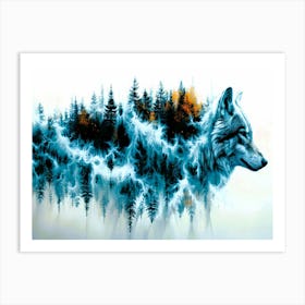 White Wolf - Wolf In The Forest Art Print