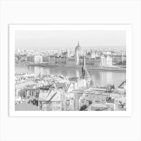 Black And White Aerial Budapest Cityscape Art Print