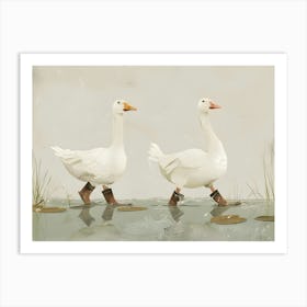 Geese In Boots Kids and Nursery Art Print