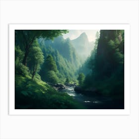 Valley Abound With Lush Green Forest Art Print