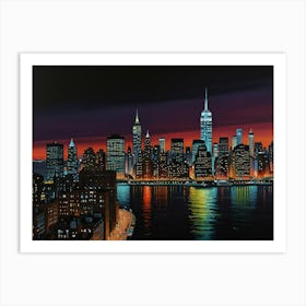 New York City At Night Art Print