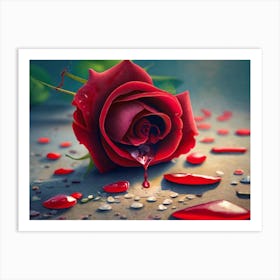 Rose Blood Red Art Print