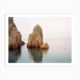 Boat In The Mediterranean Sea, Summer Vintage Photography Art Print