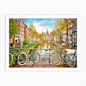 View Of Canal In Amsterdam, Holland Art Print