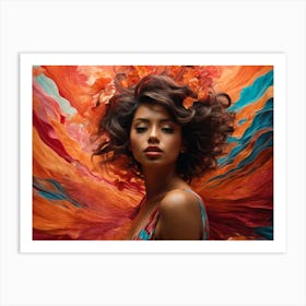 Beautiful Woman With Colorful Wings 1 Art Print