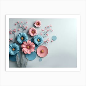 3d Flowers and Circles Art Print