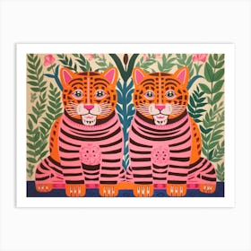 Tiger 1 Folk Style Animal Illustration Art Print