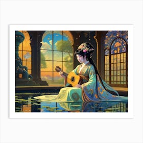 Chinese Girl Playing Guitar Art Print