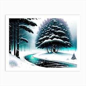 Winter Landscape Painting Art Print