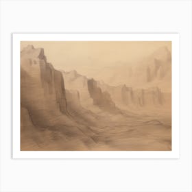 Desert Canyon Vintage Sketch Art Print