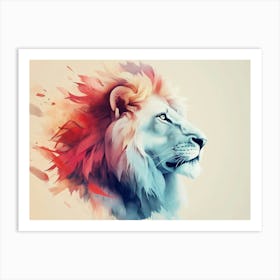 Lion Animal Abstract Art In Pastel Colors Art Print