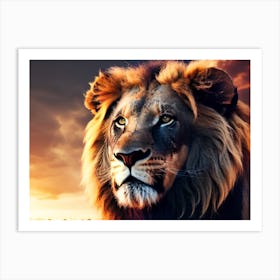 Lion In The Sunset Art Print