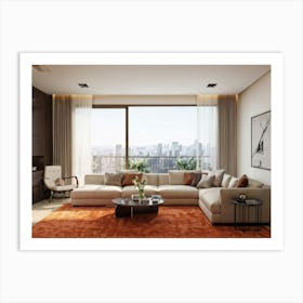 An Elegant Living Room In The Heart Of Autumn Brimming With Fine Furniture A Comfortably Plush Sof (4) Art Print