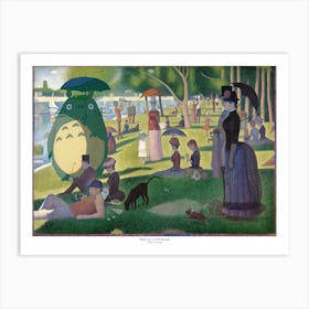 Totoro On La Grand Jatte - Studio Ghibli Mashup Art Print