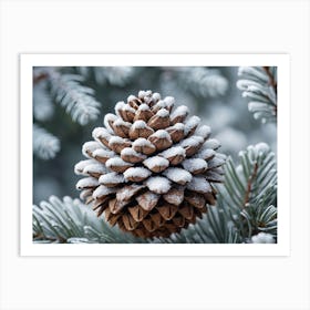 Snowy Pine Cone Art Print