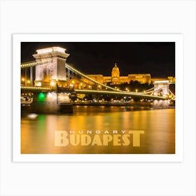 Budapest, Hungary at Night Art Print