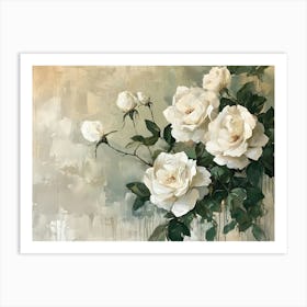 Minimalist White Roses 1 Art Print