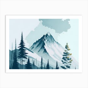 Mountain And Forest In Minimalist Watercolor Horizontal Composition 322 Art Print