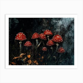 Mushrooms In The Forest 3 Art Print