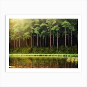 Forest Near A Lake Art Print