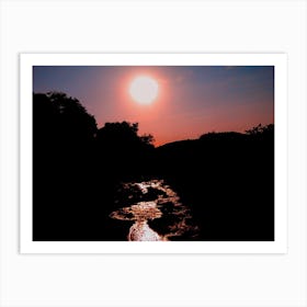 Sunset Over A Stream On The Serengeti, Tanzania (Africa Series) Art Print