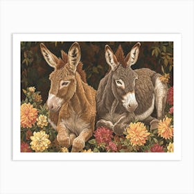 Floral Animal Illustration Donkey 3 Art Print