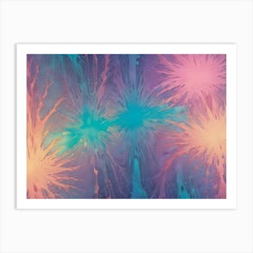 Abstract Image Of Colorful Paint Splatters In Shades Of Pink, Blue, Teal, And Orange, Creating A Vibrant And Dynamic Effect Art Print