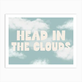 Head In The Clouds | Cream and Blue Art Print