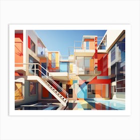 Abstract Art Architecture Colorful Painting Art Print