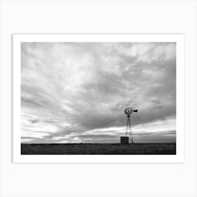 Wild West Windmill Black and White Art Print