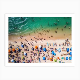 Aerial View Beach Club Summer Photography Bright Colours Art Print