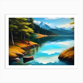 Boat On A Lake 1 Art Print