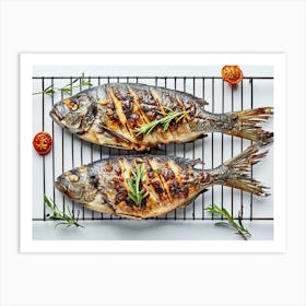 Grilled Fish On A Grill Art Print