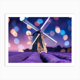 Lavender Field With Windmill Art Print