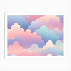 Seamless Pattern Featuring Soft, Fluffy Clouds In Shades Of Pink, Blue, And White, Creating A Dreamy And Playful Backdrop Art Print